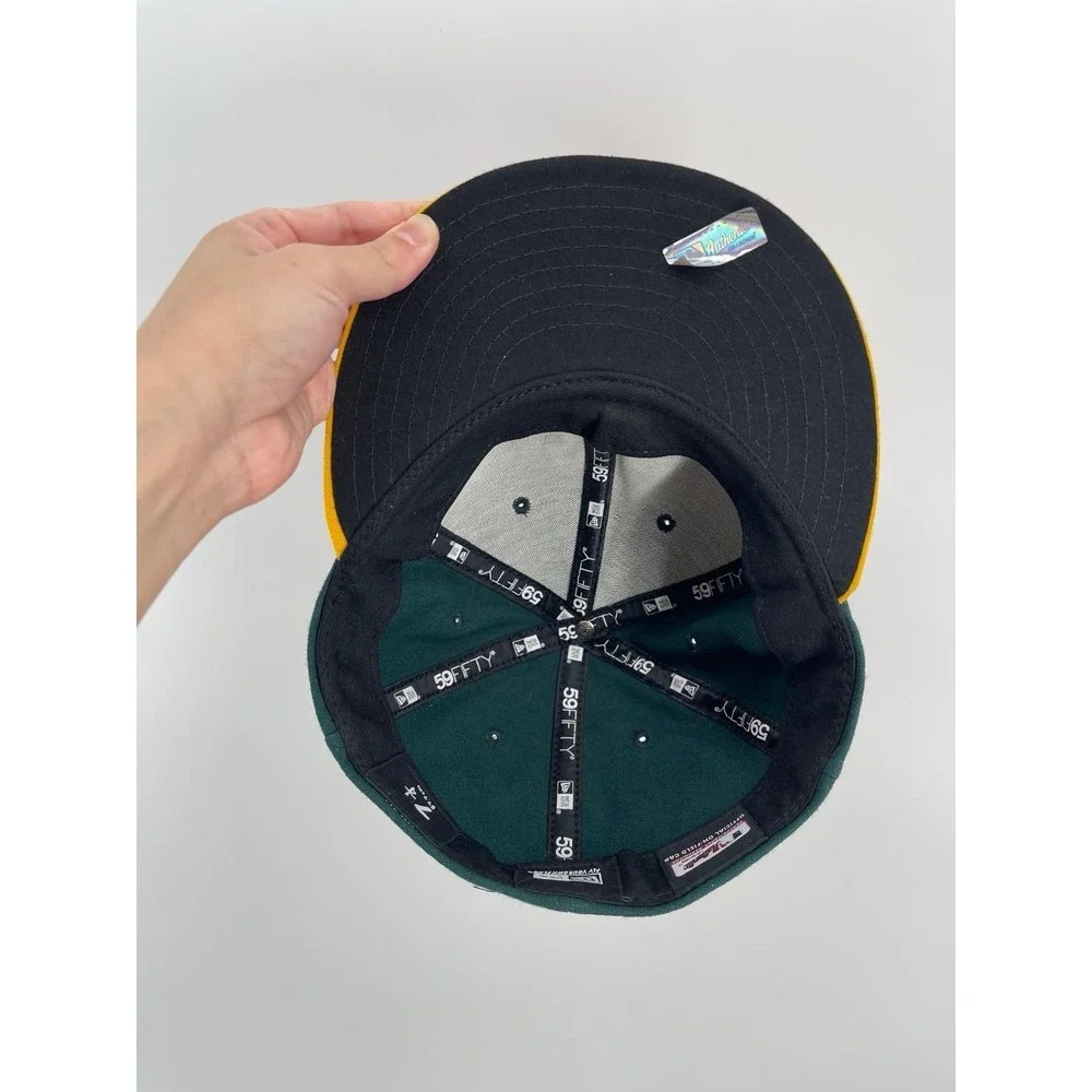 New Era 59FIFTY Oakland Athletics Fitted Hat‎ Green Yellow Size 7 1/4 MLB